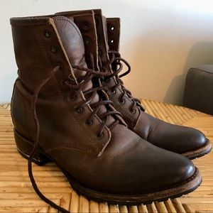 Freebird by Steven Lace up Boots, Distressed Brown Leather, Size 8